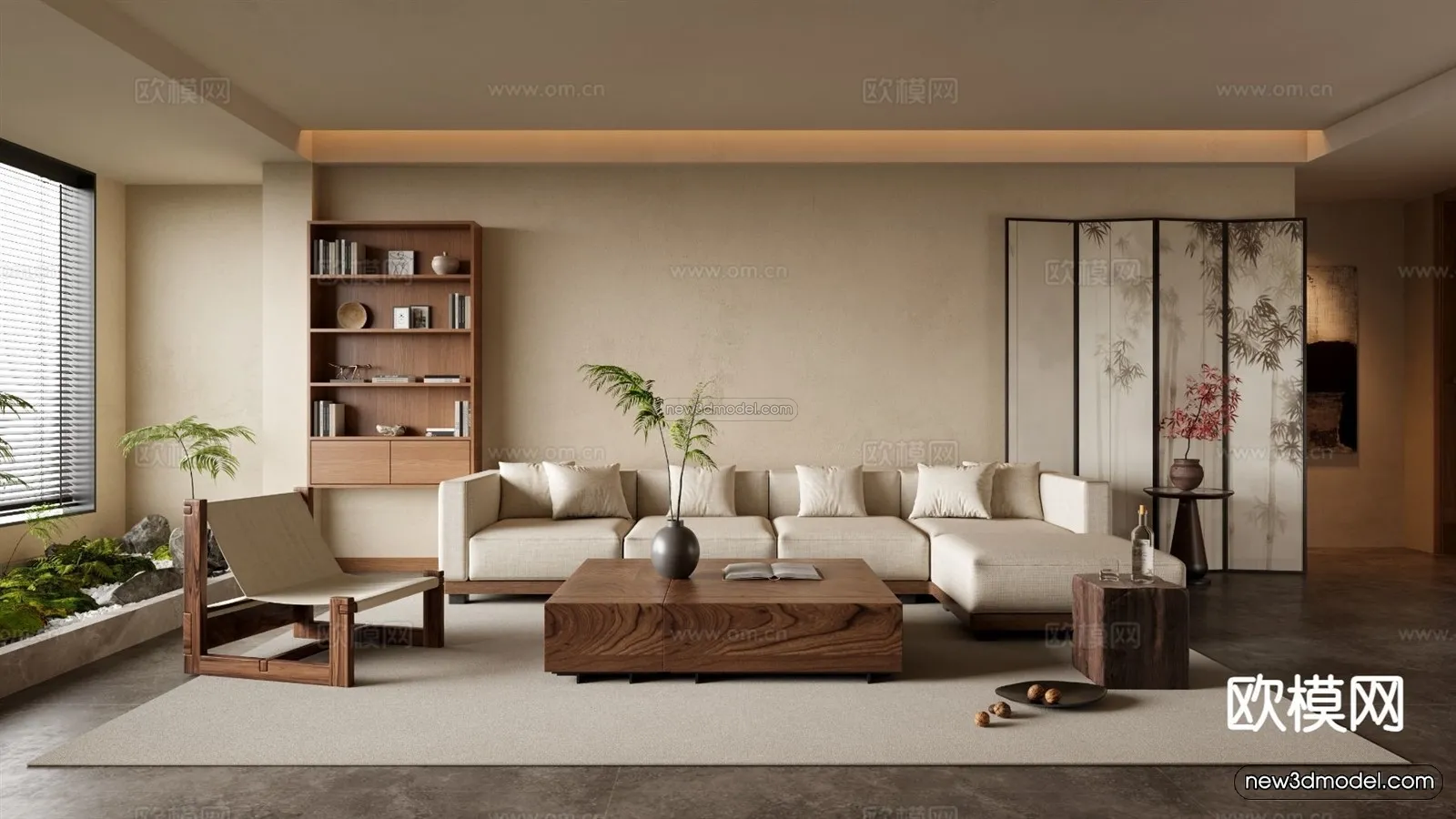 Modern Style Interior 3D Blocks and 3D Models – Living Room 3D Scene – 285 – CORONA