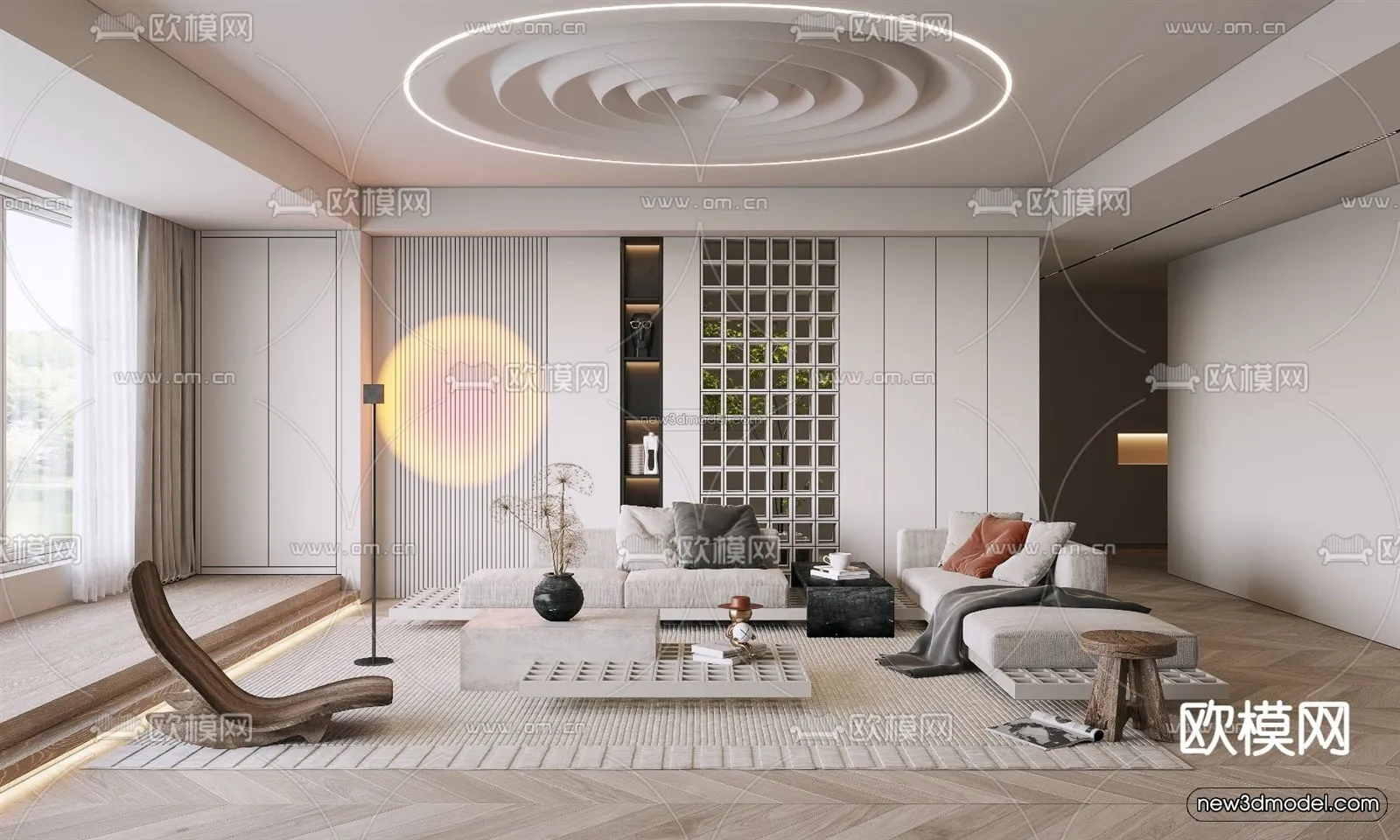 Modern Style Interior 3D Blocks and 3D Models – Living Room 3D Scene – 298 – CORONA