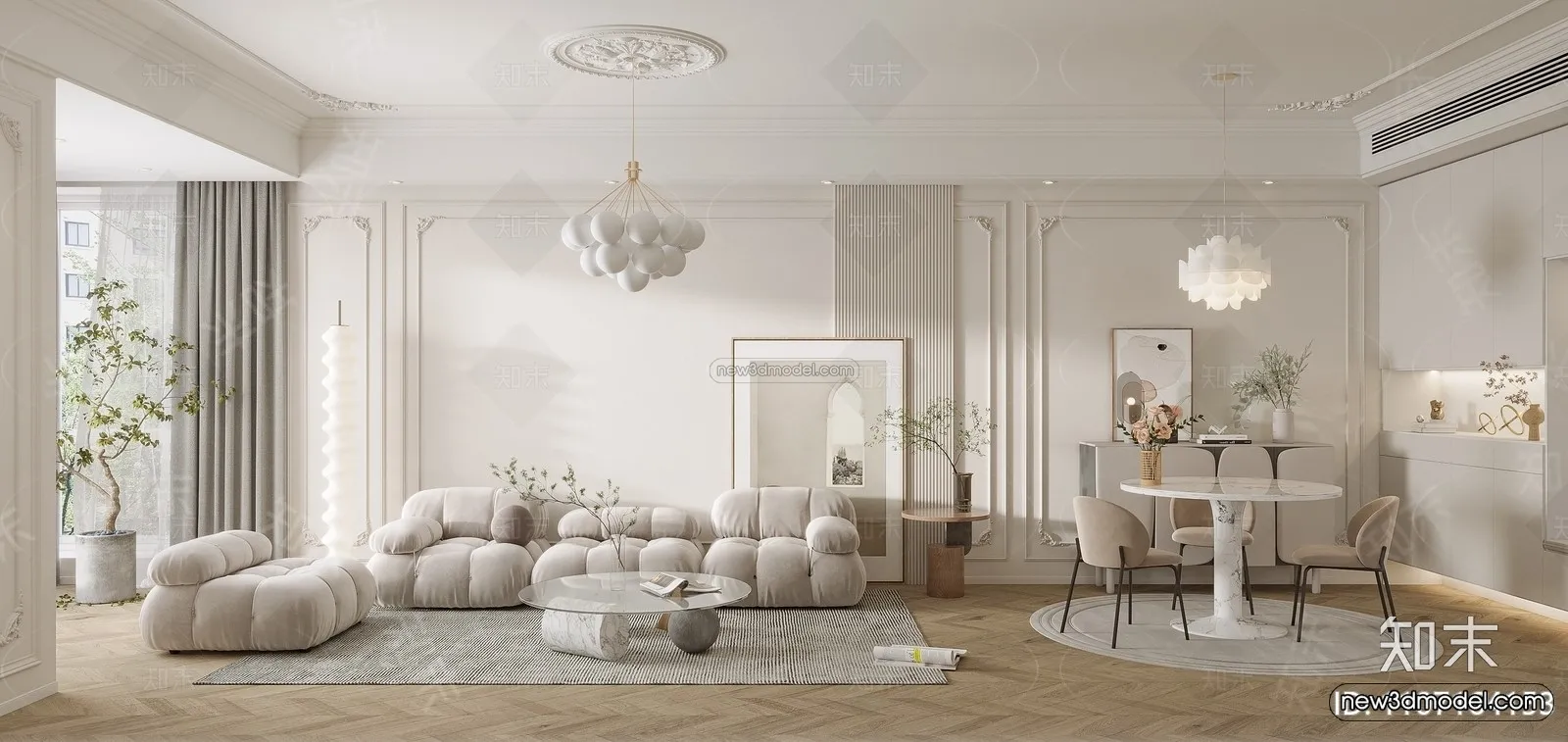 Modern Style Interior 3D Blocks and 3D Models – Living Room 3D Scene – 301 – CORONA