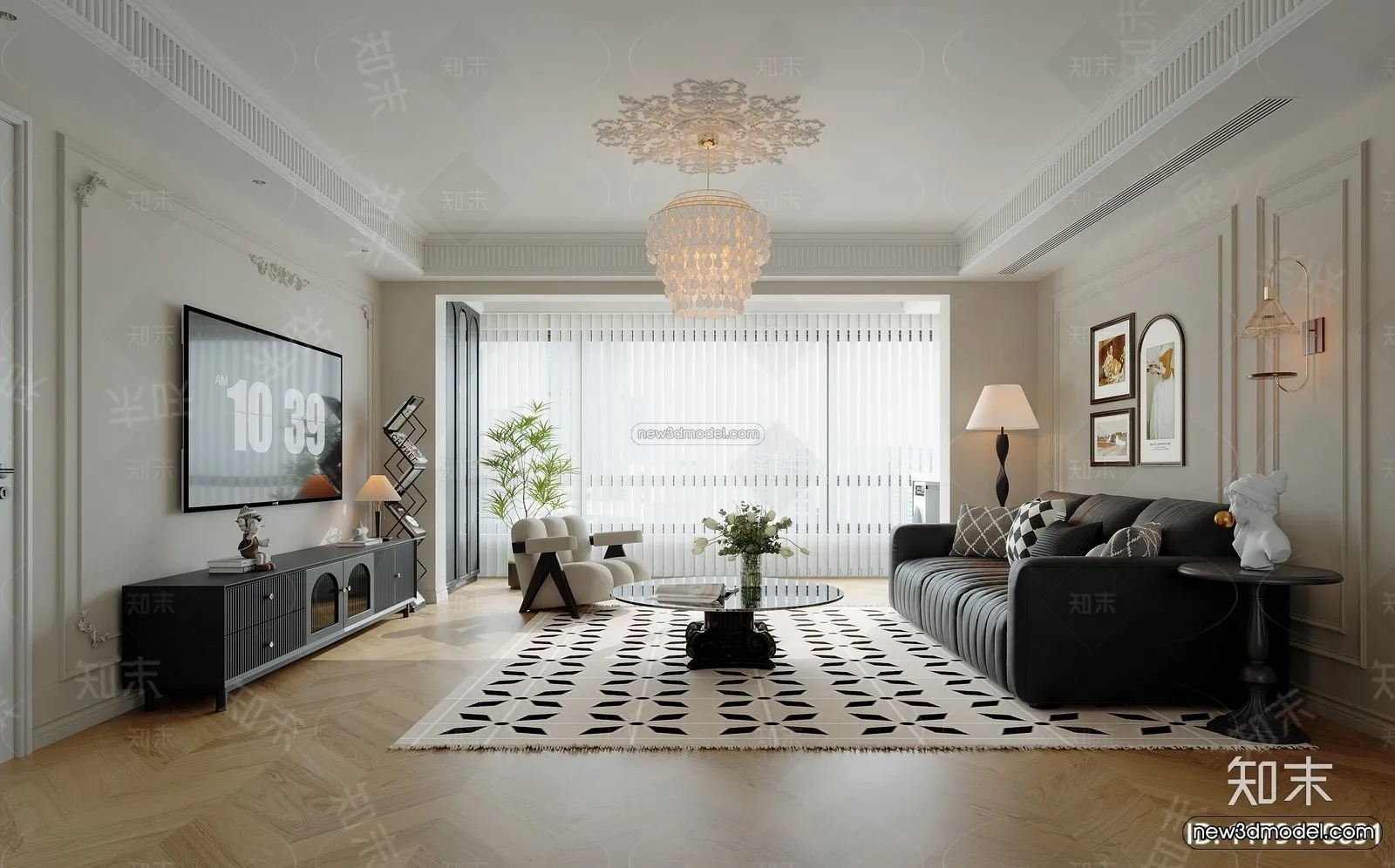 Modern Style Interior 3D Blocks and 3D Models – Living Room 3D Scene – 304 – CORONA