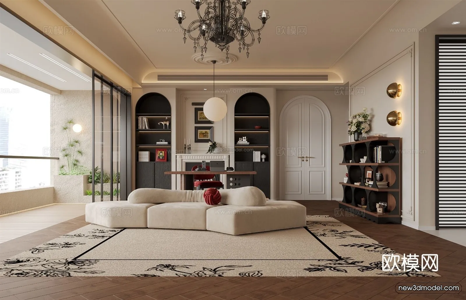 Modern Style Interior 3D Blocks and 3D Models – Living Room 3D Scene – 306 – CORONA