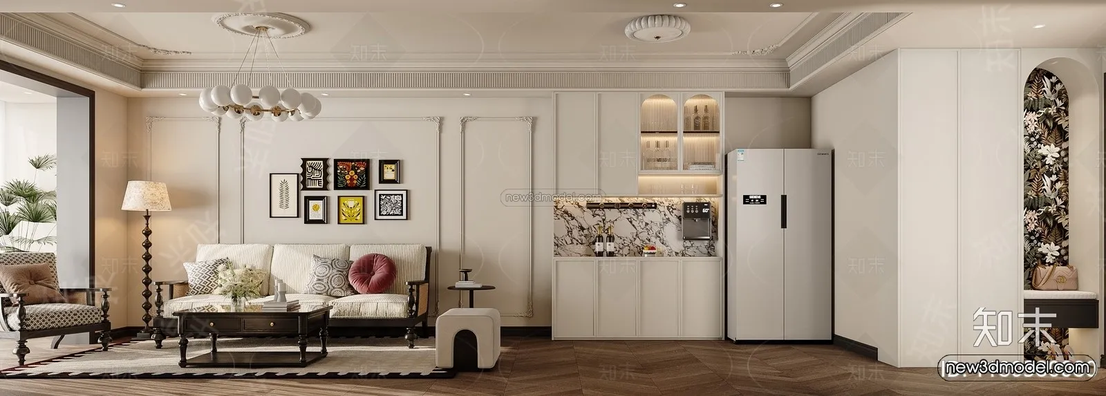 Modern Style Interior 3D Blocks and 3D Models – Living Room 3D Scene – 308 – CORONA