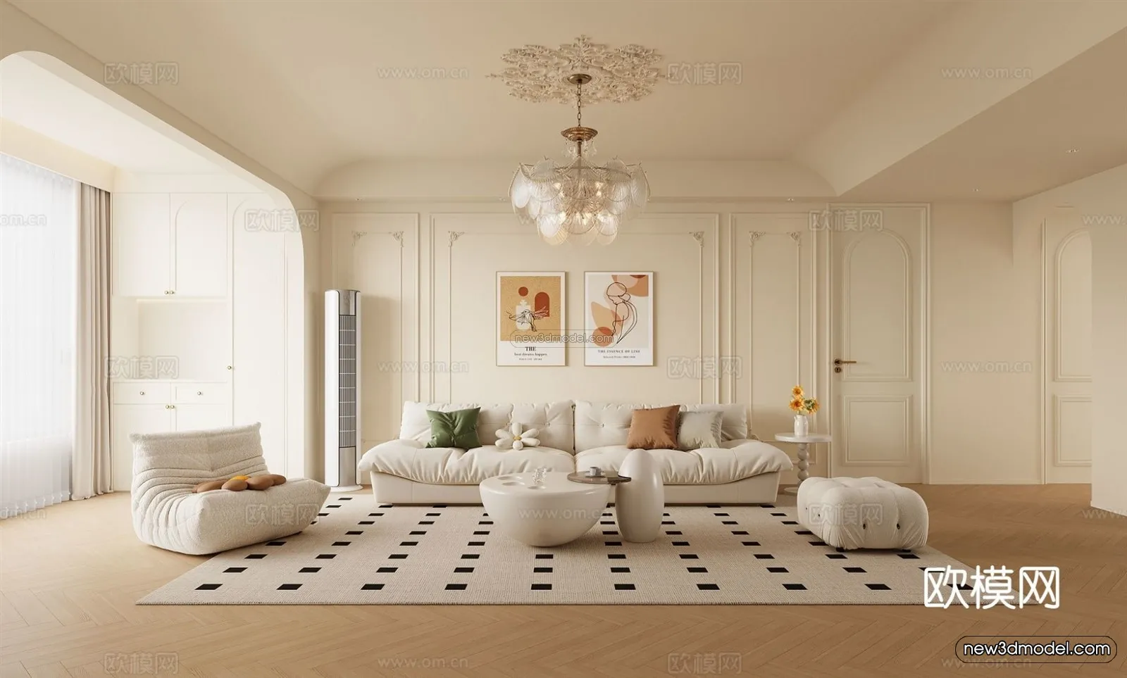 Modern Style Interior 3D Blocks and 3D Models – Living Room 3D Scene – 309 – CORONA