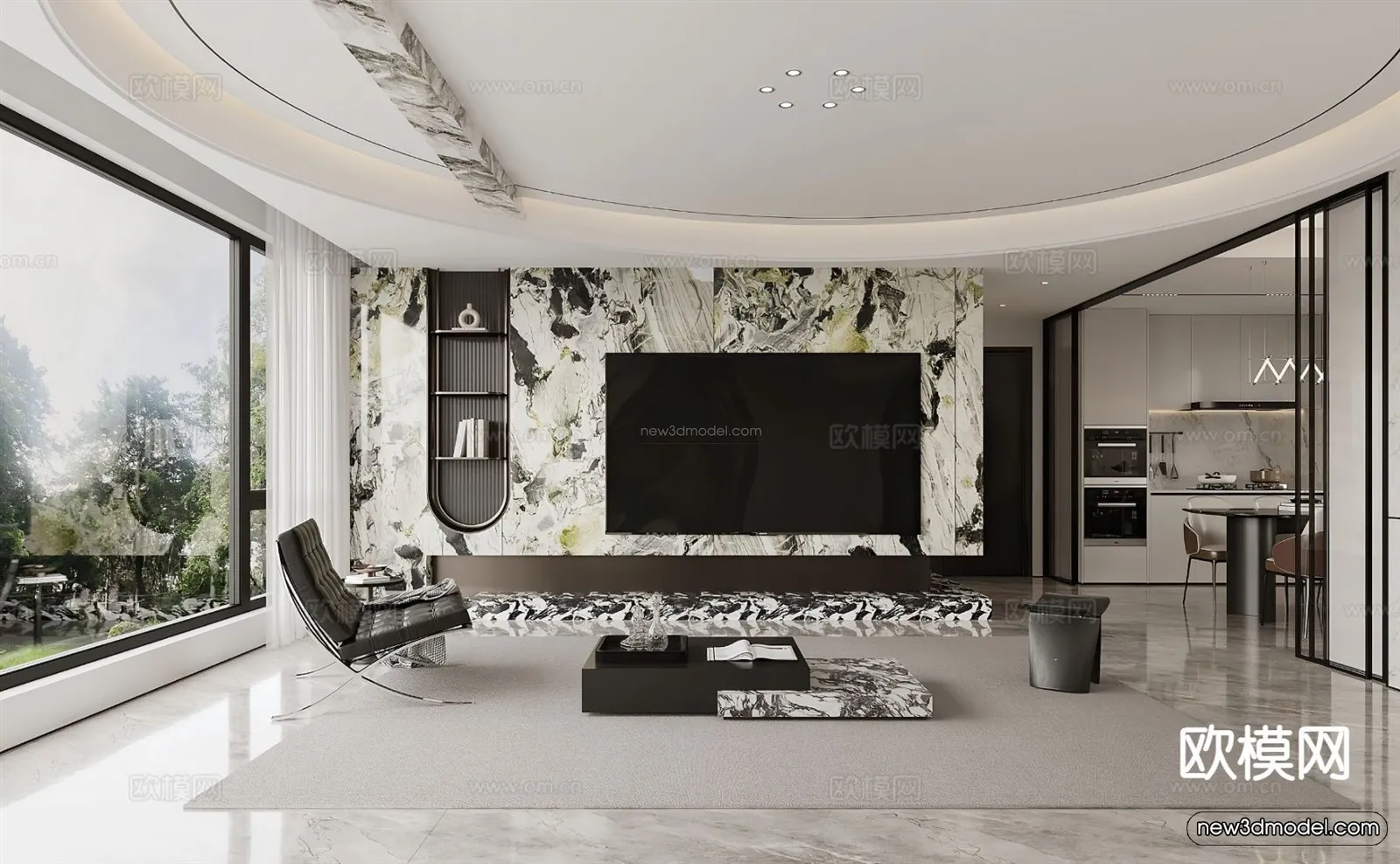 Modern Style Interior 3D Blocks and 3D Models – Living Room 3D Scene – 310 – CORONA