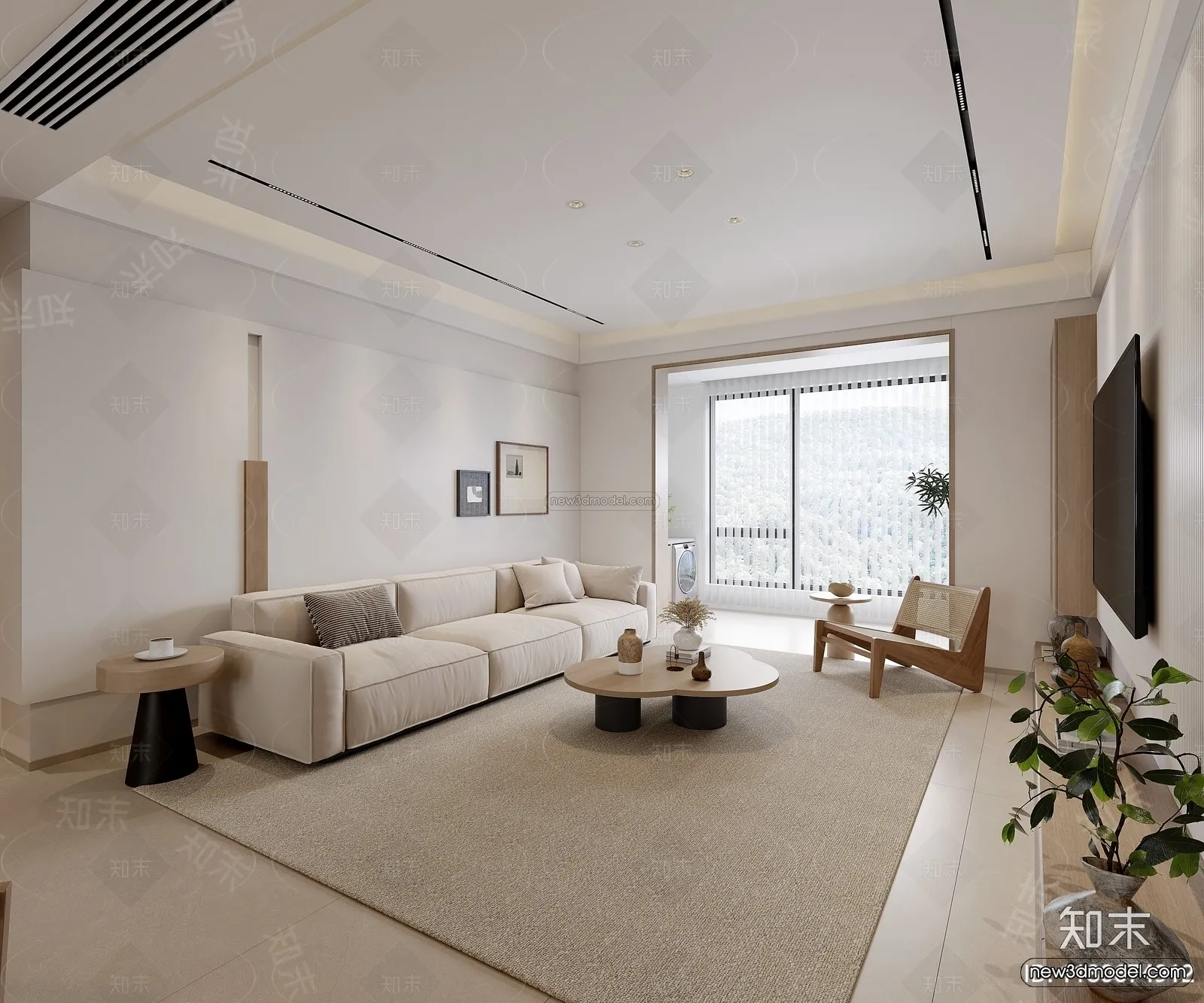 Modern Style Interior 3D Blocks and 3D Models – Living Room 3D Scene – 311 – CORONA