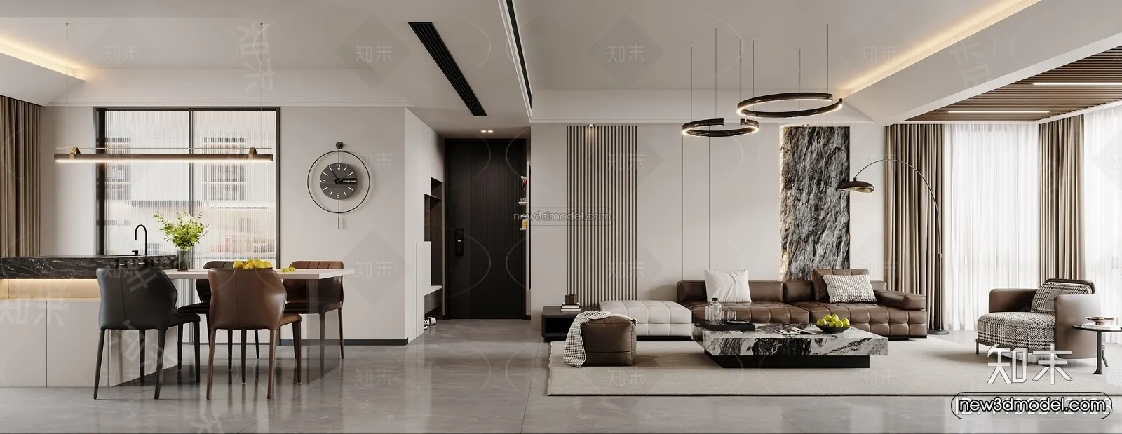 Modern Style Interior 3D Blocks and 3D Models – Living Room 3D Scene – 313 – CORONA