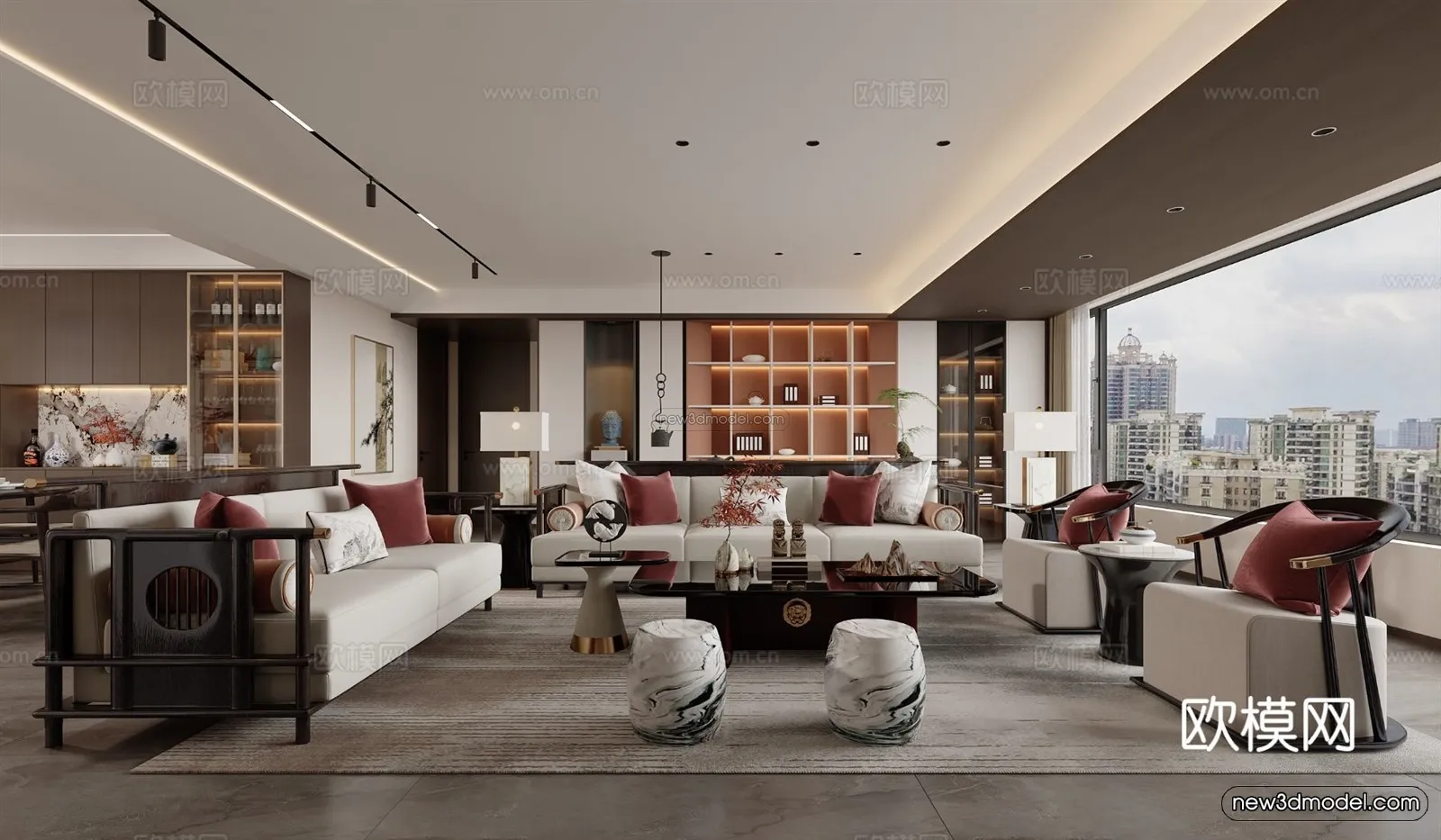 Modern Style Interior 3D Blocks and 3D Models – Living Room 3D Scene – 314 – CORONA