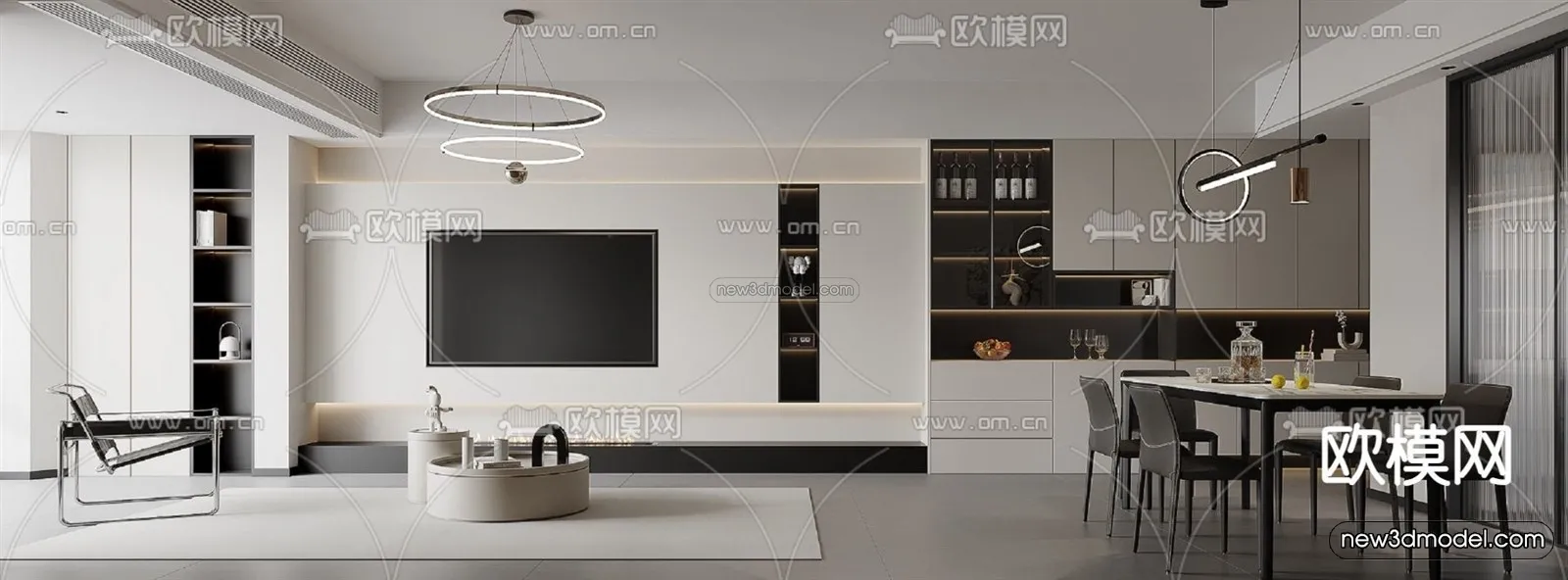 Modern Style Interior 3D Blocks and 3D Models – Living Room 3D Scene – 331 – CORONA