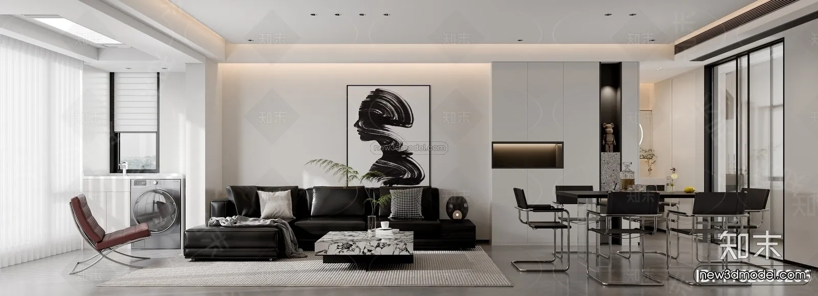 Modern Style Interior 3D Blocks and 3D Models – Living Room 3D Scene – 334 – CORONA