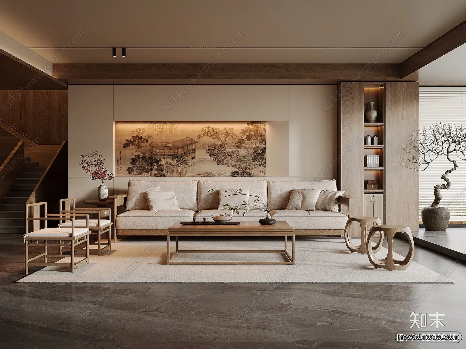 Modern Style Interior 3D Blocks and 3D Models – Living Room 3D Scene – 336 – CORONA