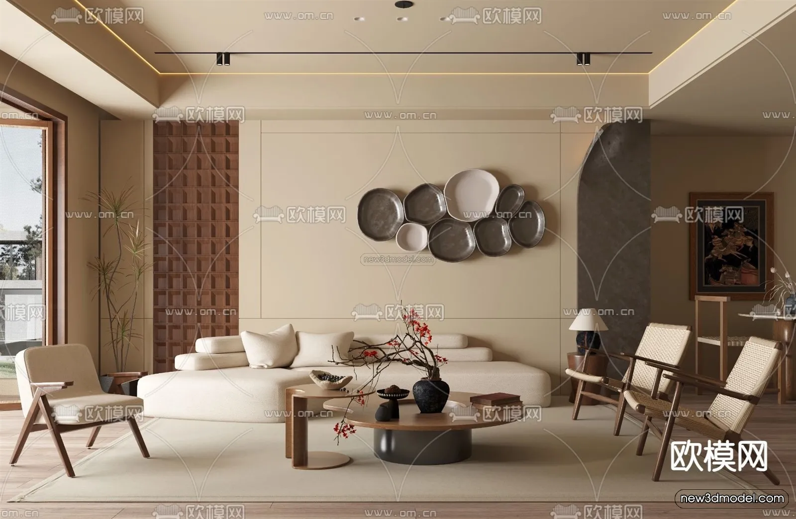 Modern Style Interior 3D Blocks and 3D Models – Living Room 3D Scene – 340 – CORONA