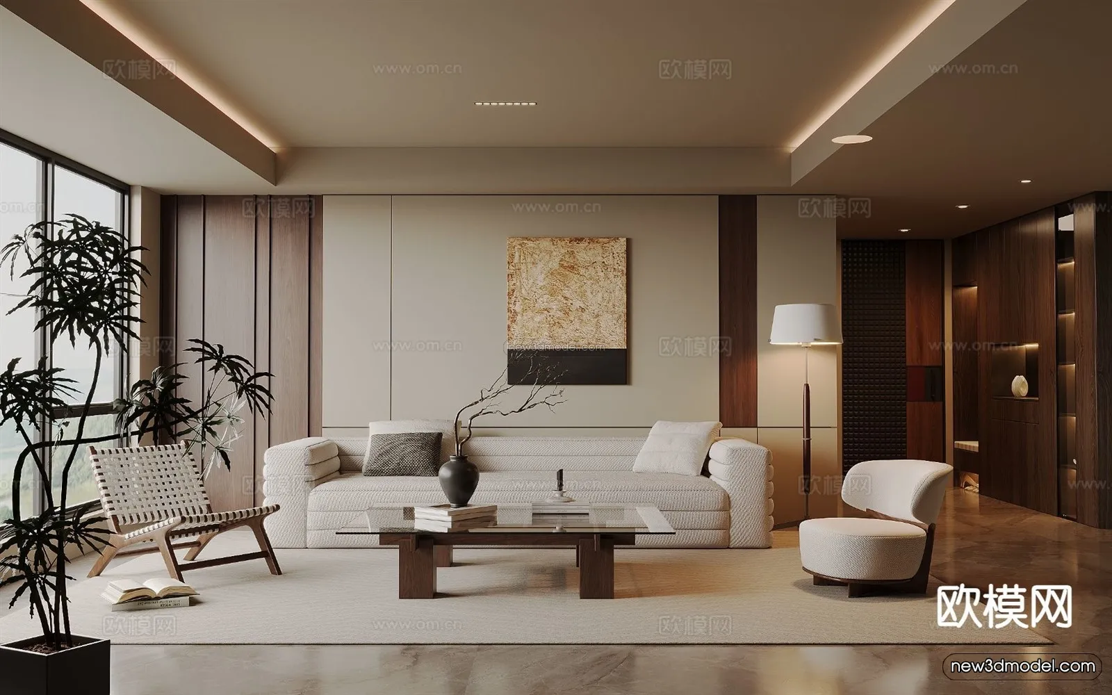 Modern Style Interior 3D Blocks and 3D Models – Living Room 3D Scene – 342 – CORONA