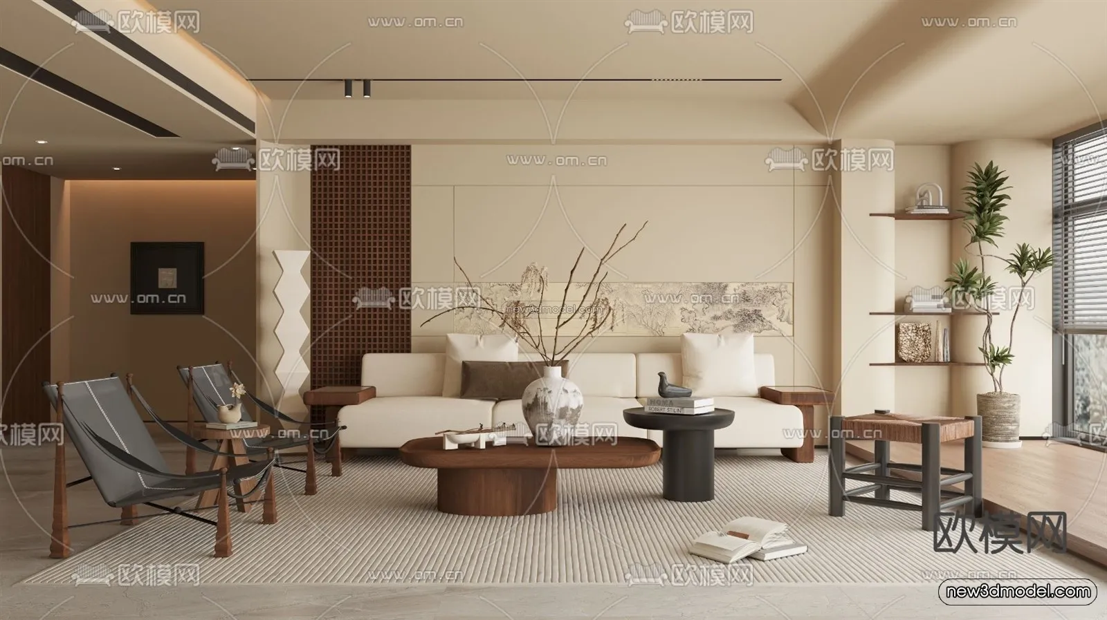 Modern Style Interior 3D Blocks and 3D Models – Living Room 3D Scene – 347 – CORONA