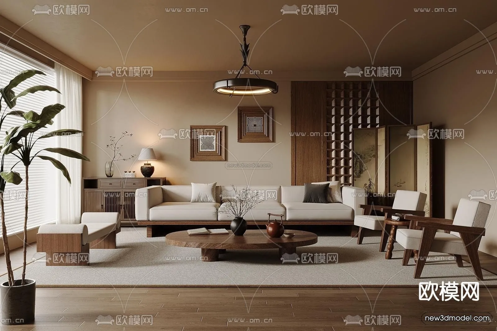 Modern Style Interior 3D Blocks and 3D Models – Living Room 3D Scene – 348 – CORONA