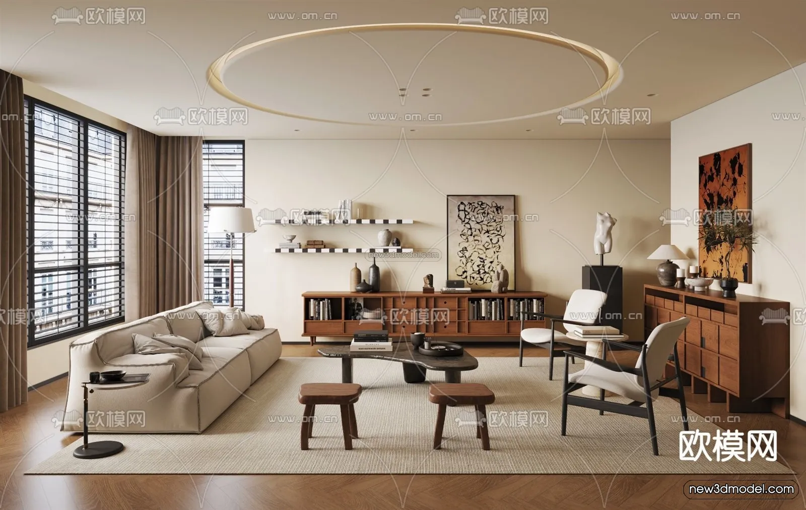 Modern Style Interior 3D Blocks and 3D Models – Living Room 3D Scene – 351 – CORONA