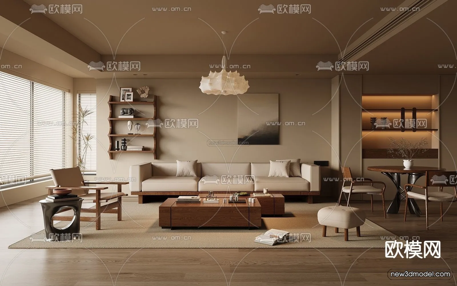 Modern Style Interior 3D Blocks and 3D Models – Living Room 3D Scene – 352 – CORONA