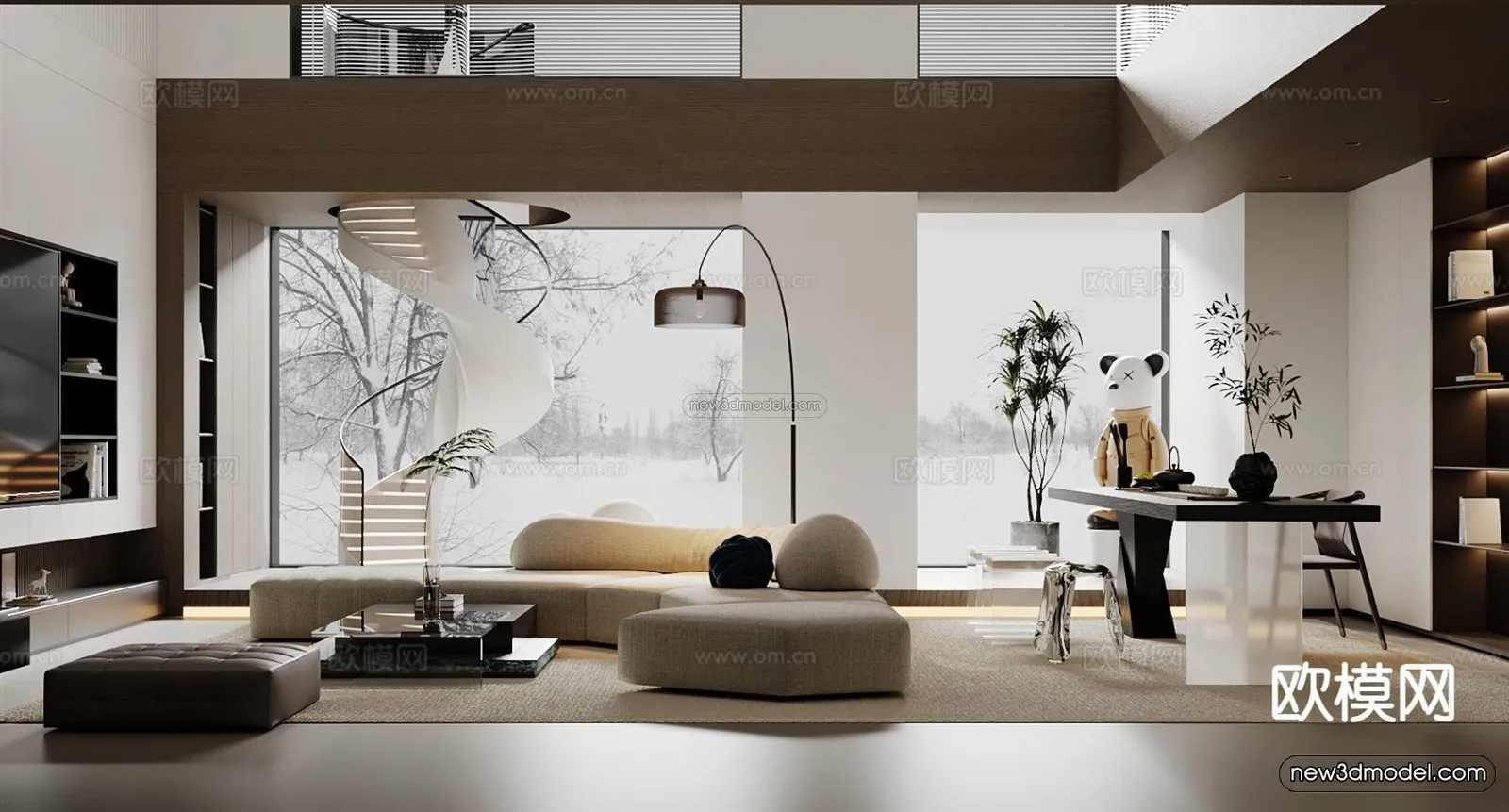 Modern Style Interior 3D Blocks and 3D Models – Living Room 3D Scene – 354 – CORONA