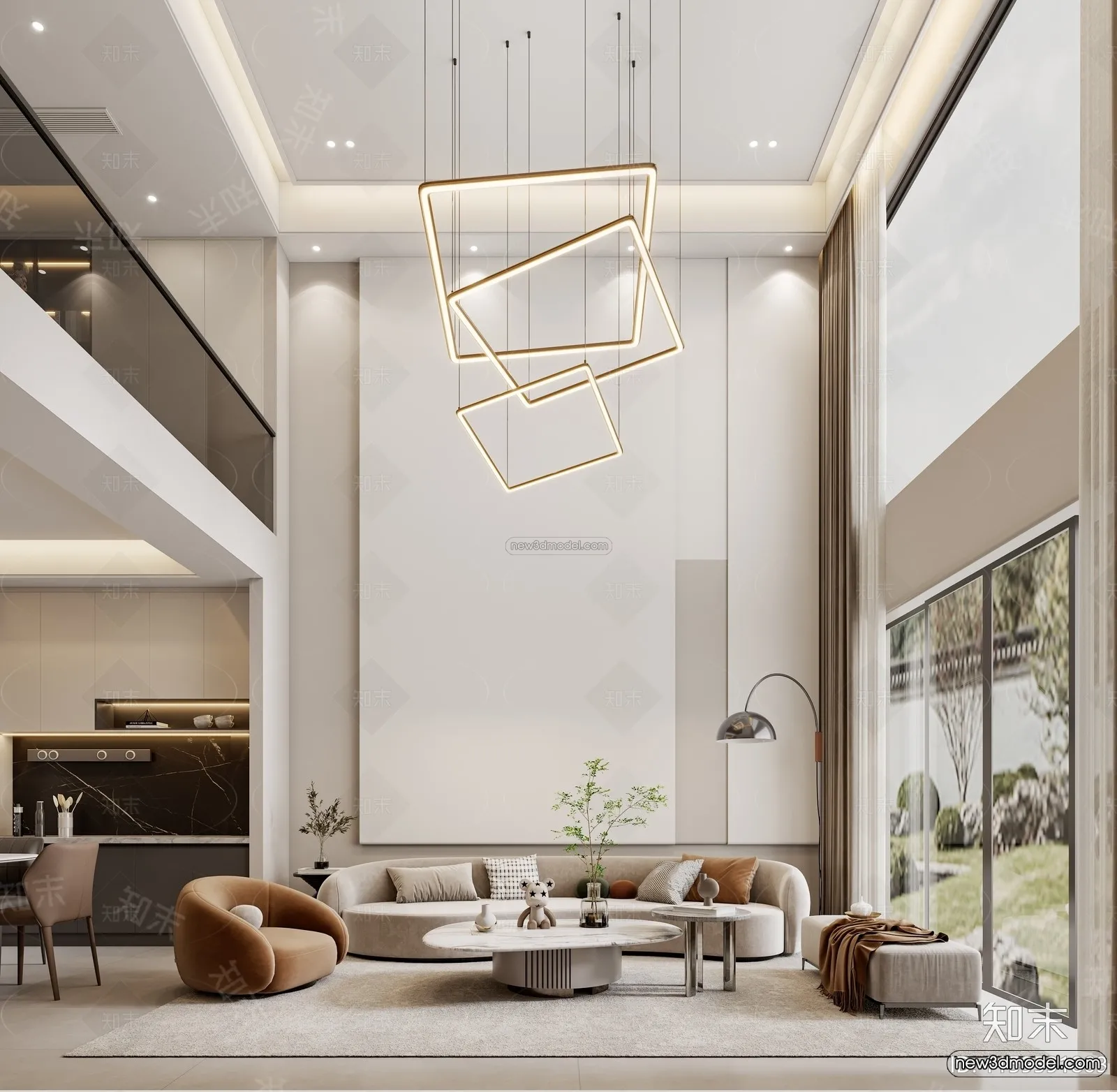 Modern Style Interior 3D Blocks and 3D Models – Living Room 3D Scene – 355 – CORONA