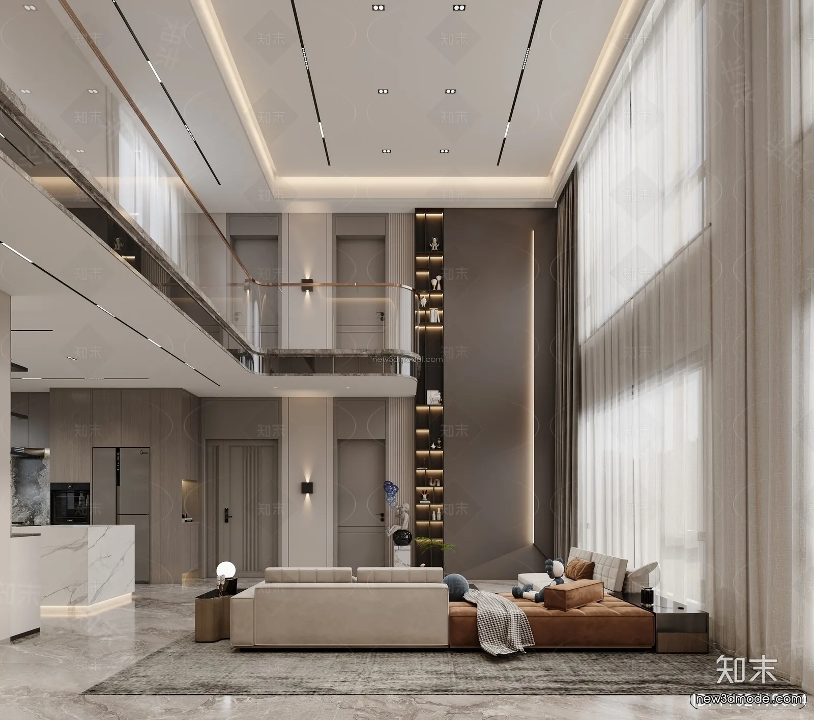 Modern Style Interior 3D Blocks and 3D Models – Living Room 3D Scene – 356 – CORONA