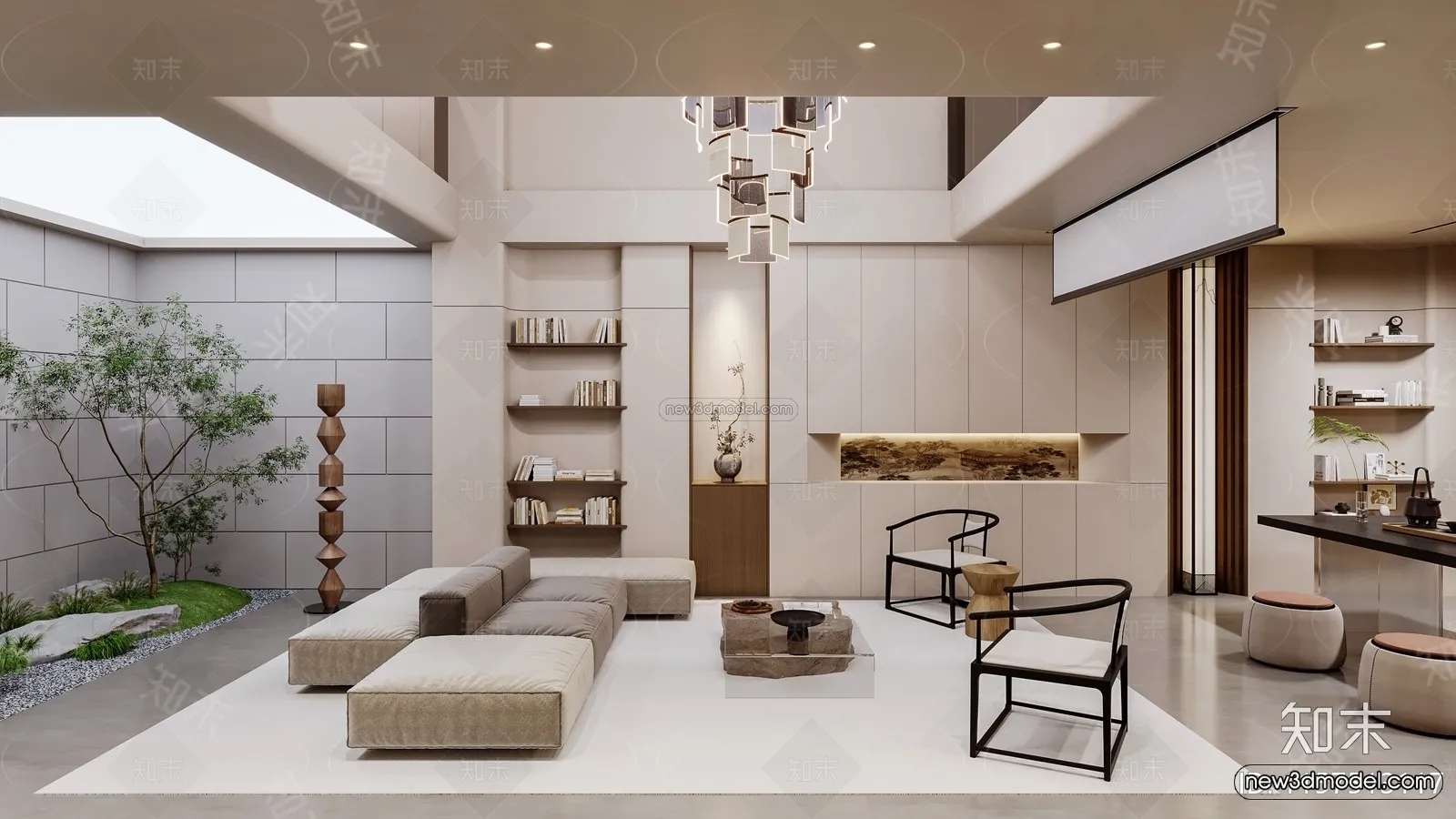 Modern Style Interior 3D Blocks and 3D Models – Living Room 3D Scene – 365 – CORONA