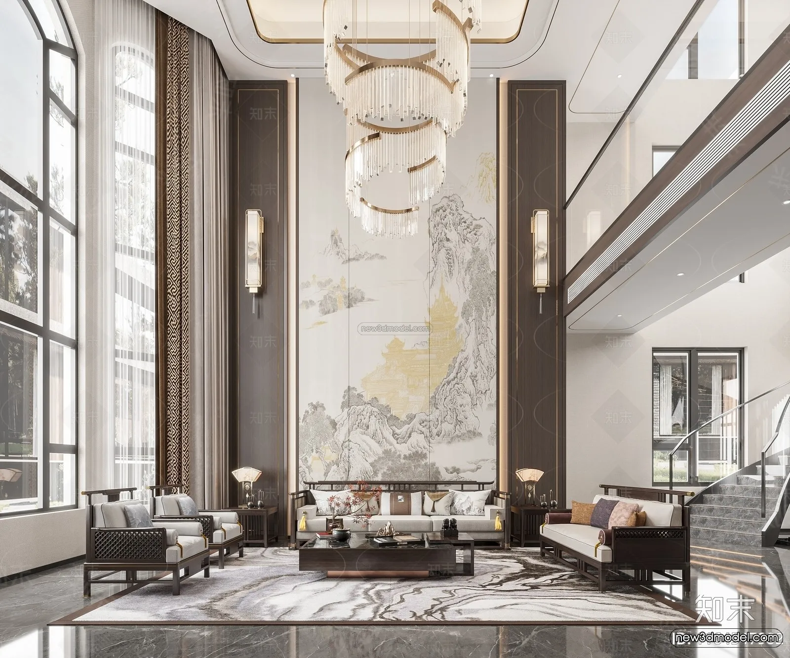 Modern Style Interior 3D Blocks and 3D Models – Living Room 3D Scene – 366 – CORONA