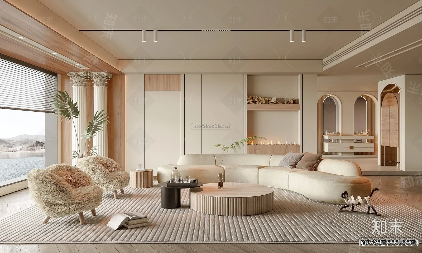 Modern Style Interior 3D Blocks and 3D Models – Living Room 3D Scene – 369 – CORONA