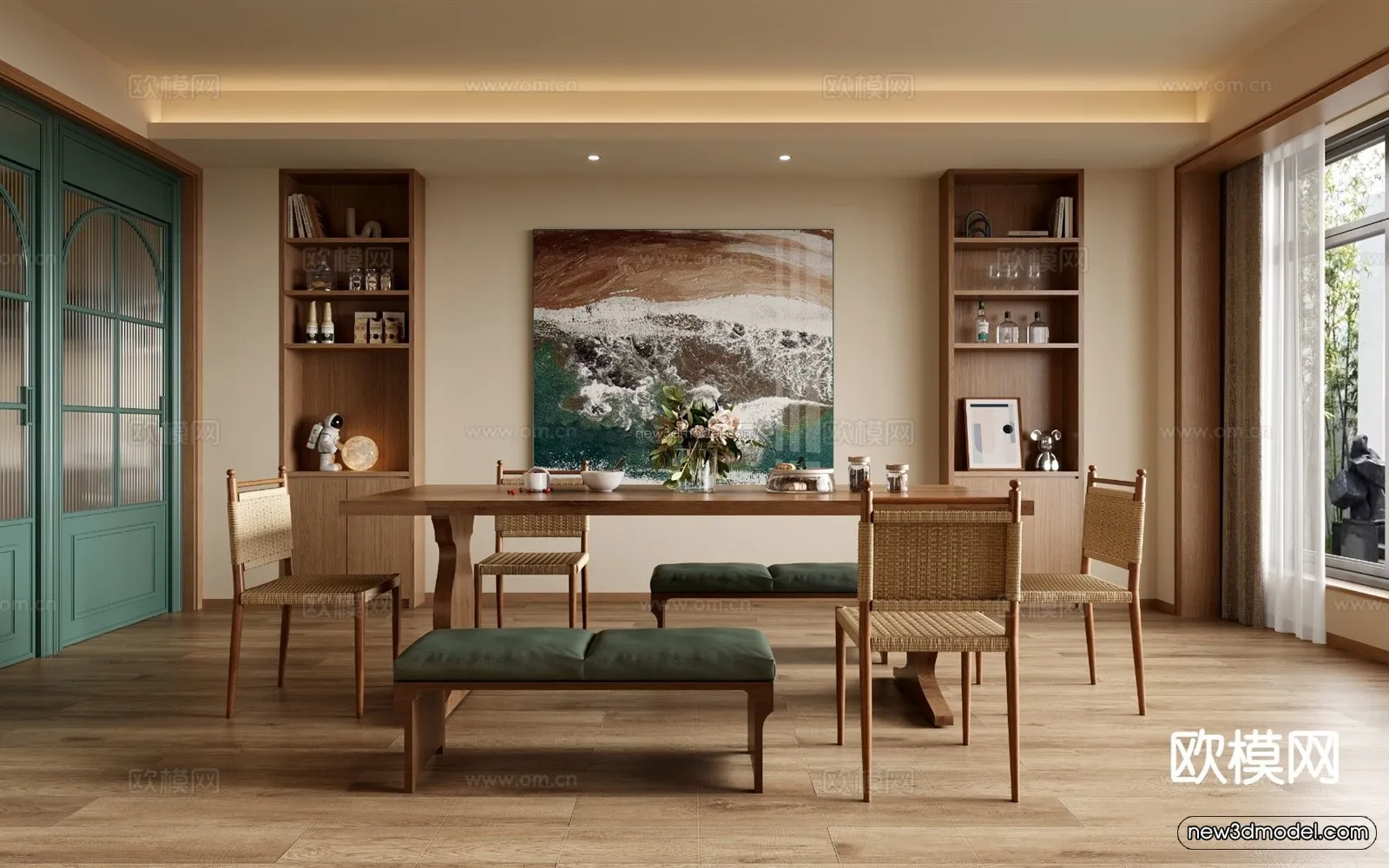 Modern Style Interior 3D Blocks and 3D Models – Living Room 3D Scene – 370 – CORONA