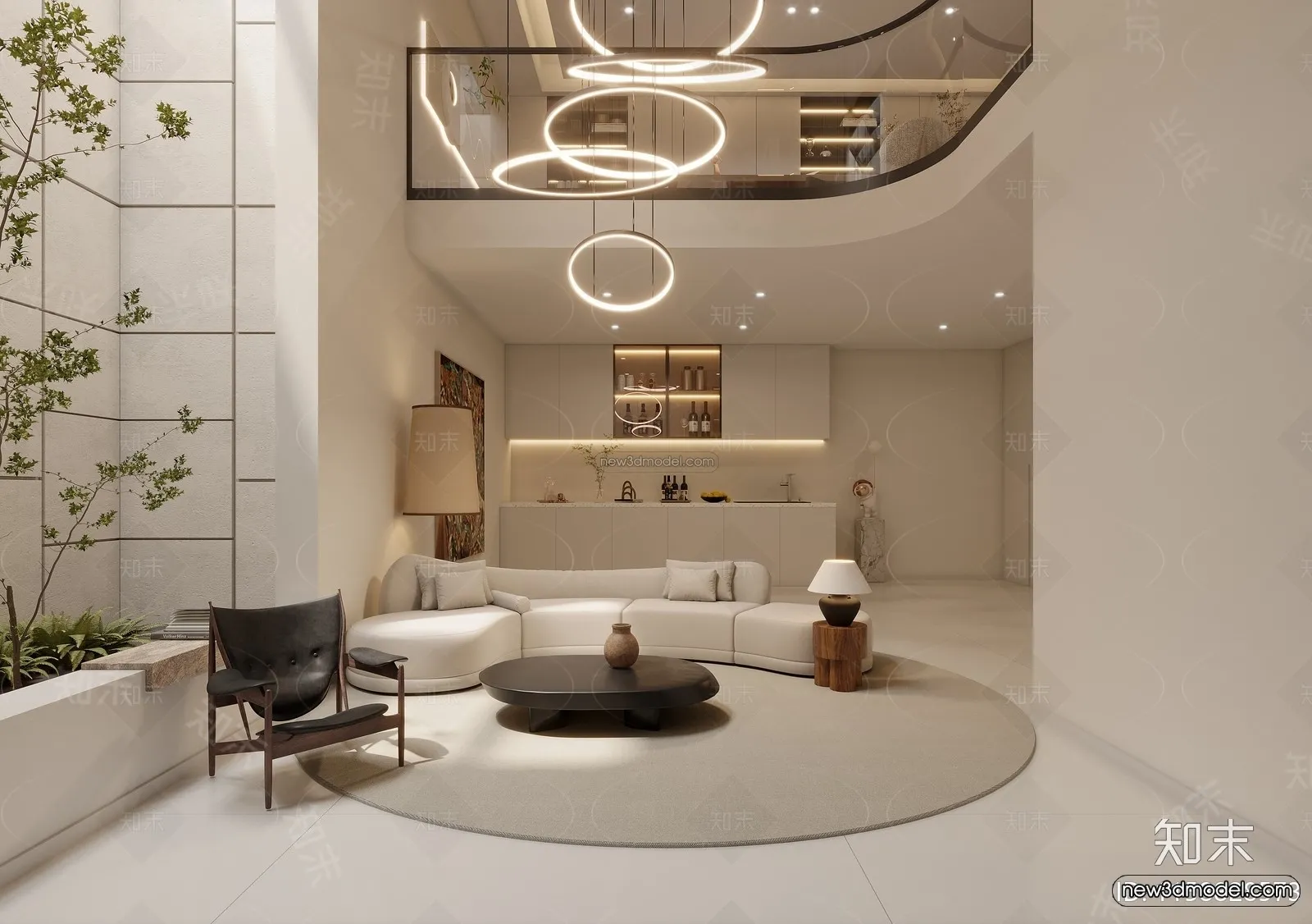 Modern Style Interior 3D Blocks and 3D Models – Living Room 3D Scene – 373 – CORONA