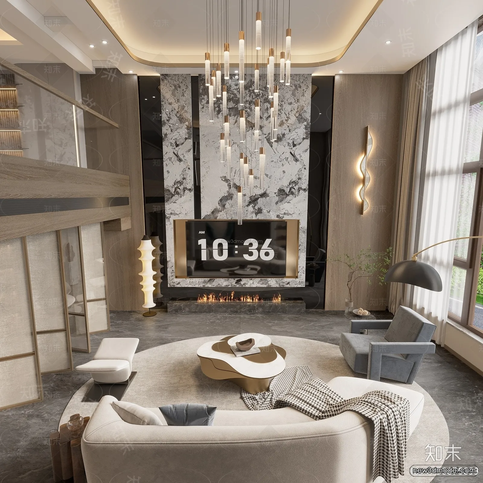 Modern Style Interior 3D Blocks and 3D Models – Living Room 3D Scene – 374 – CORONA