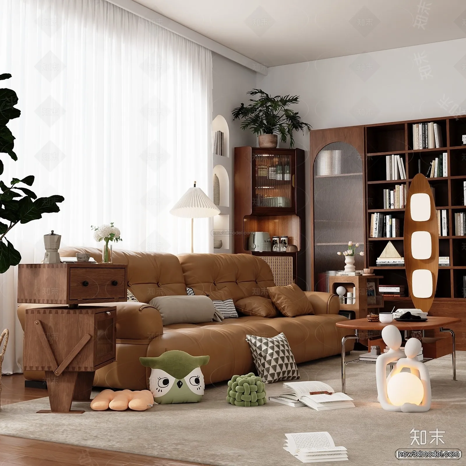 Modern Style Interior 3D Blocks and 3D Models – Living Room 3D Scene – 375 – CORONA