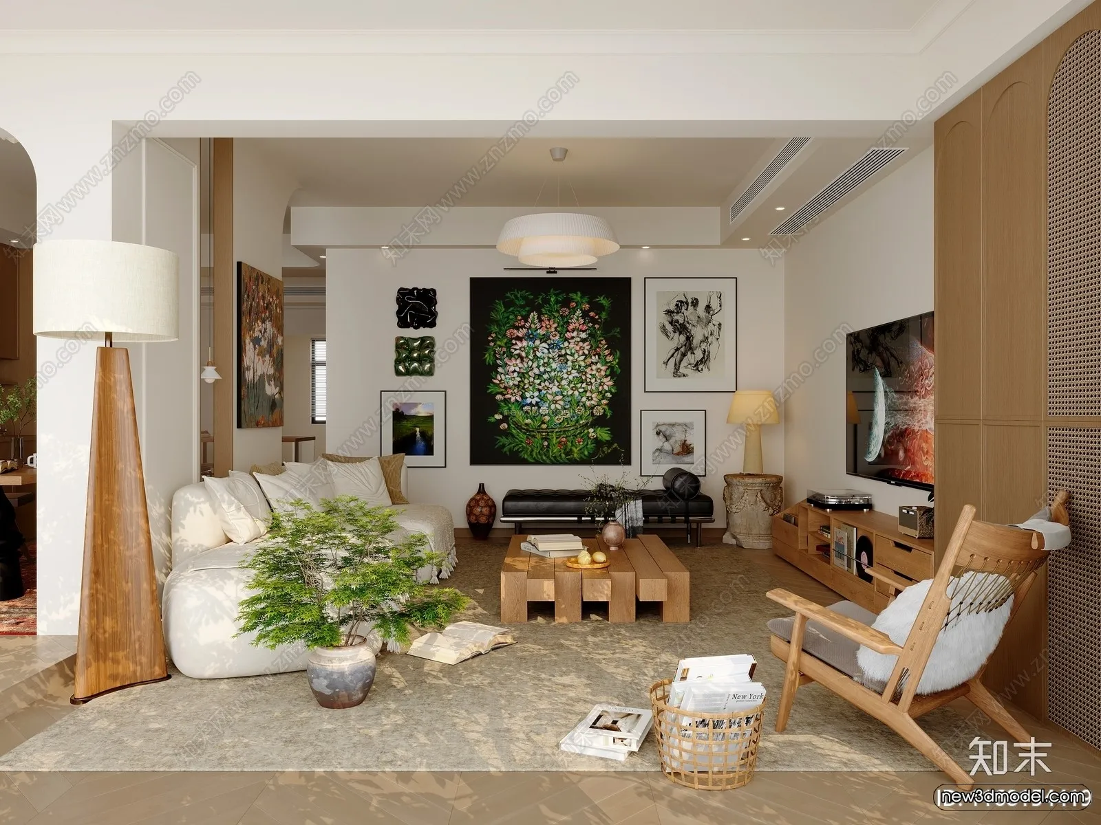 Modern Style Interior 3D Blocks and 3D Models – Living Room 3D Scene – 378 – CORONA