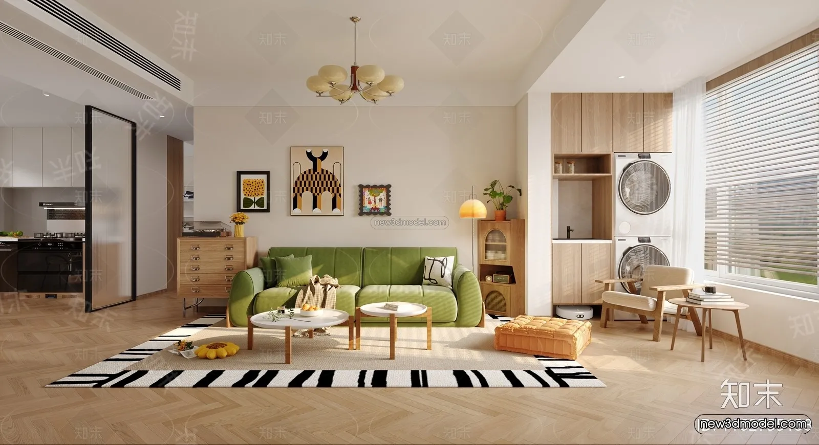 Modern Style Interior 3D Blocks and 3D Models – Living Room 3D Scene – 379 – CORONA