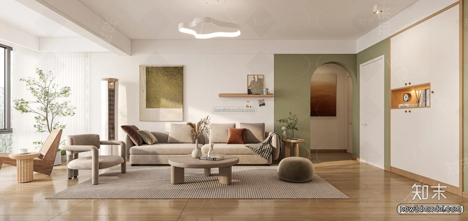 Modern Style Interior 3D Blocks and 3D Models – Living Room 3D Scene – 380 – CORONA