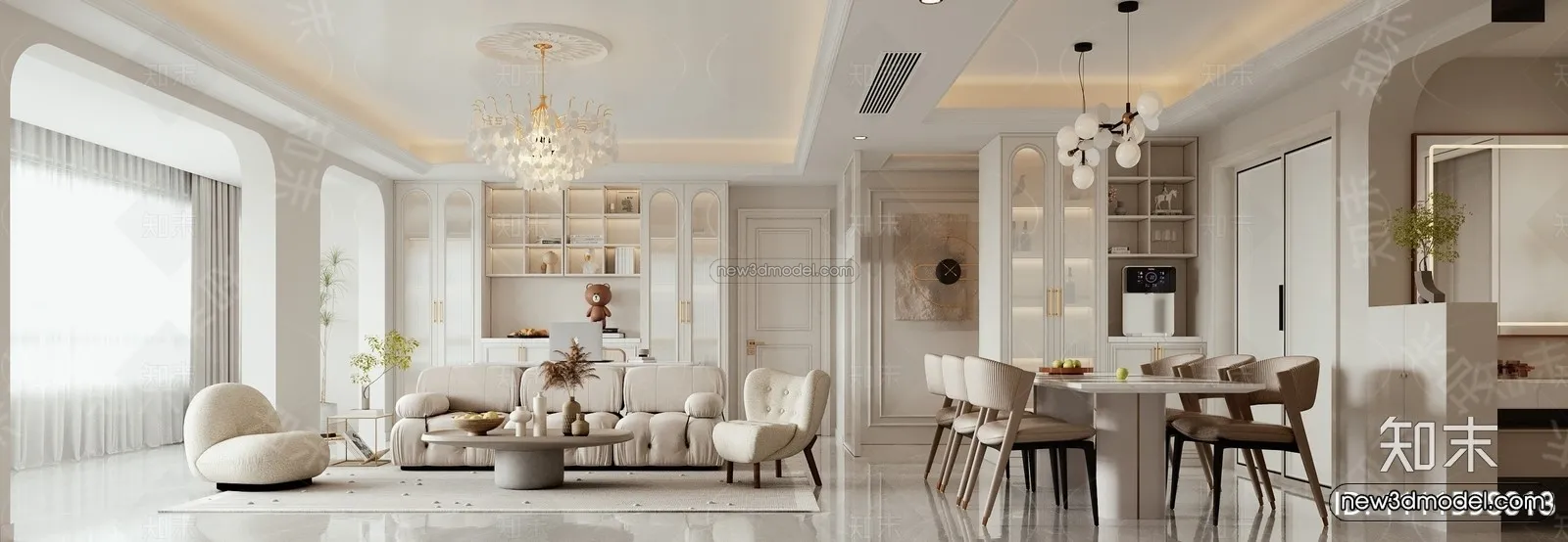 Modern Style Interior 3D Blocks and 3D Models – Living Room 3D Scene – 382 – CORONA