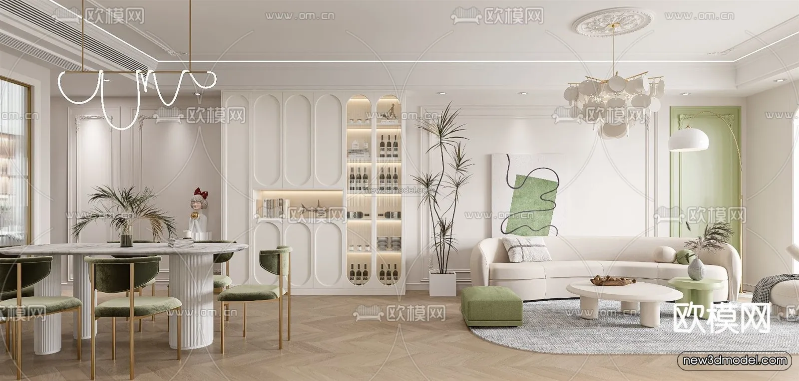 Modern Style Interior 3D Blocks and 3D Models – Living Room 3D Scene – 388 – CORONA