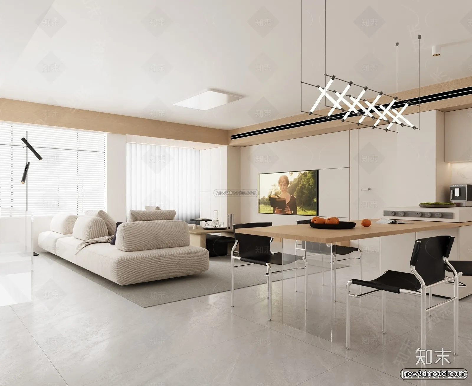 Modern Style Interior 3D Blocks and 3D Models – Living Room 3D Scene – 391 – CORONA