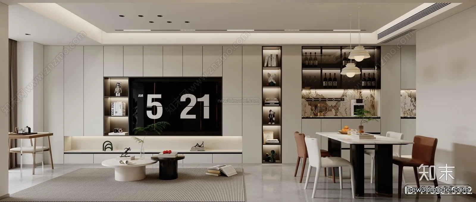 Modern Style Interior 3D Blocks and 3D Models – Living Room 3D Scene – 392 – CORONA