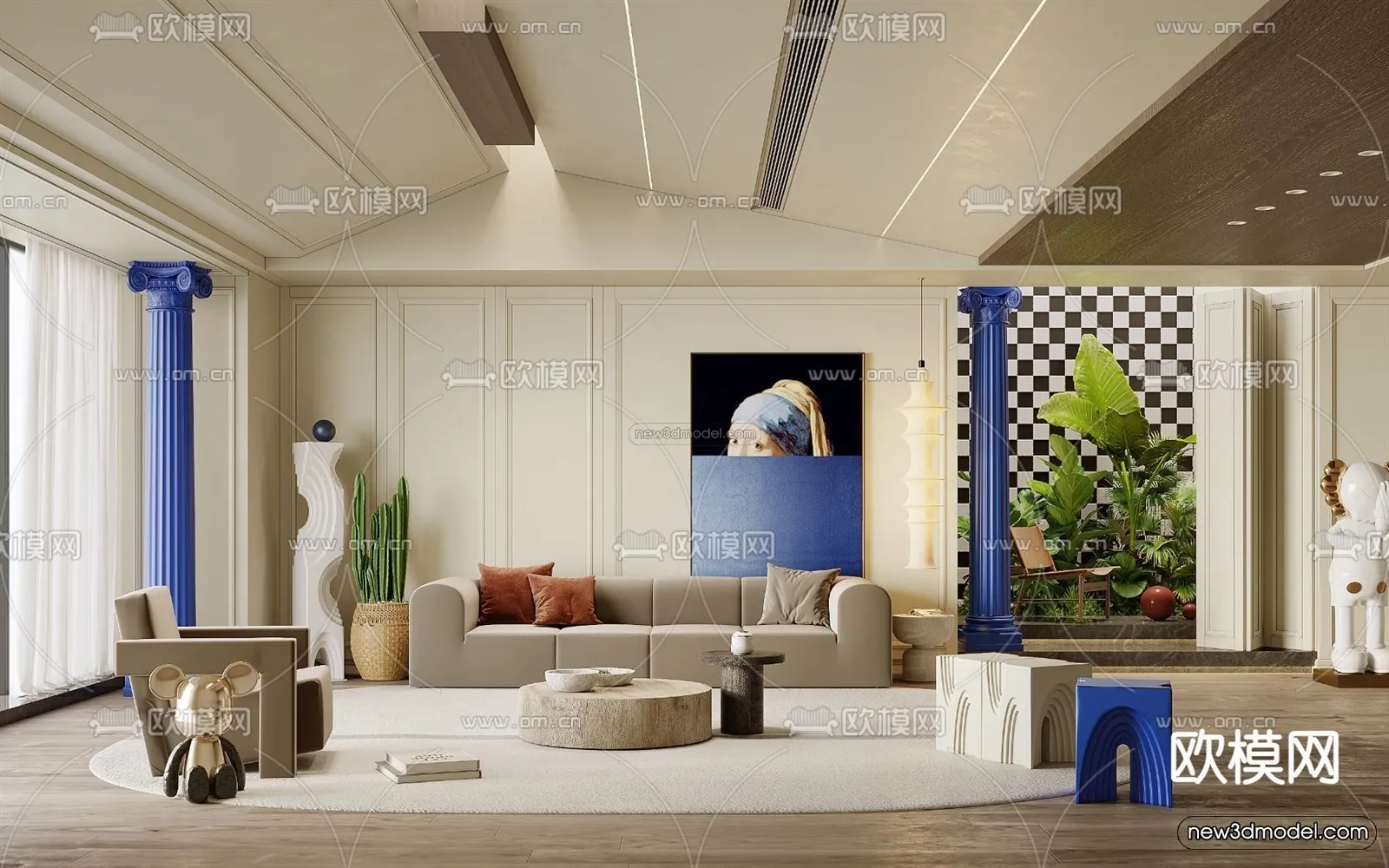 Modern Style Interior 3D Blocks and 3D Models – Living Room 3D Scene – 394 – CORONA