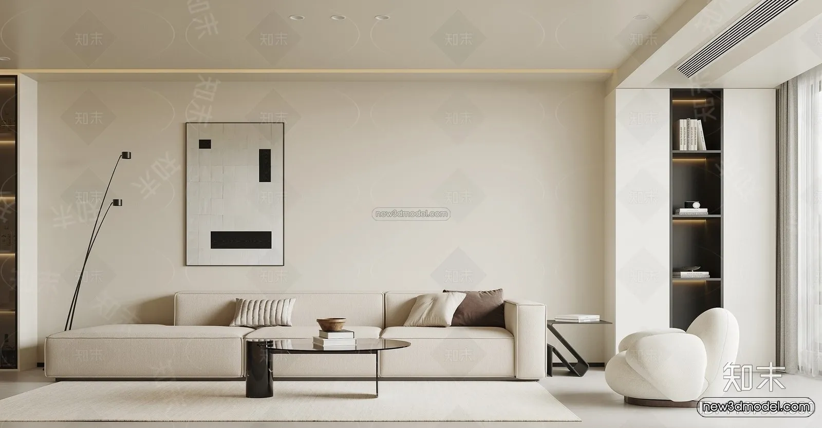 Modern Style Interior 3D Blocks and 3D Models – Living Room 3D Scene – 398 – CORONA