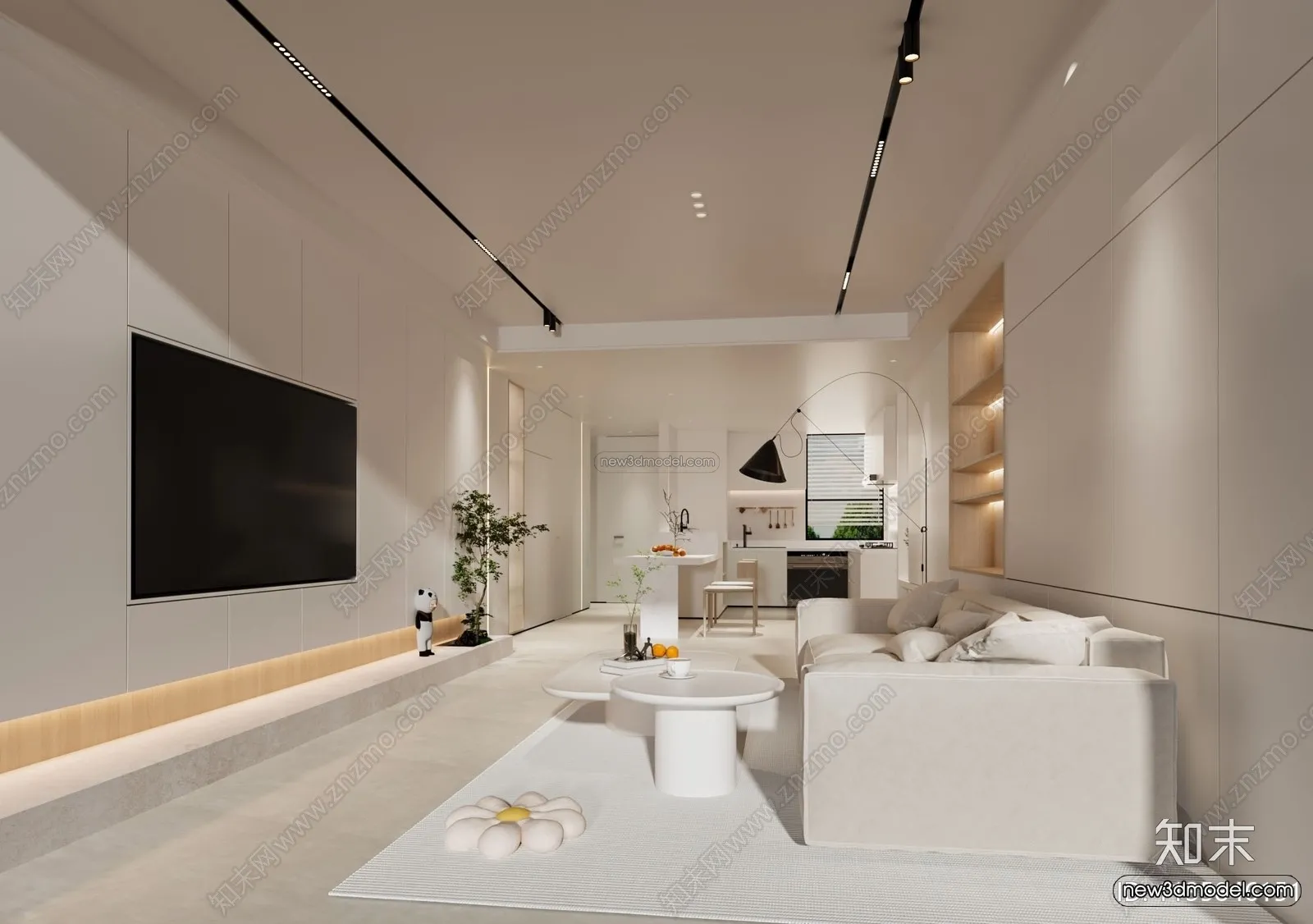 Modern Style Interior 3D Blocks and 3D Models – Living Room 3D Scene – 399 – CORONA