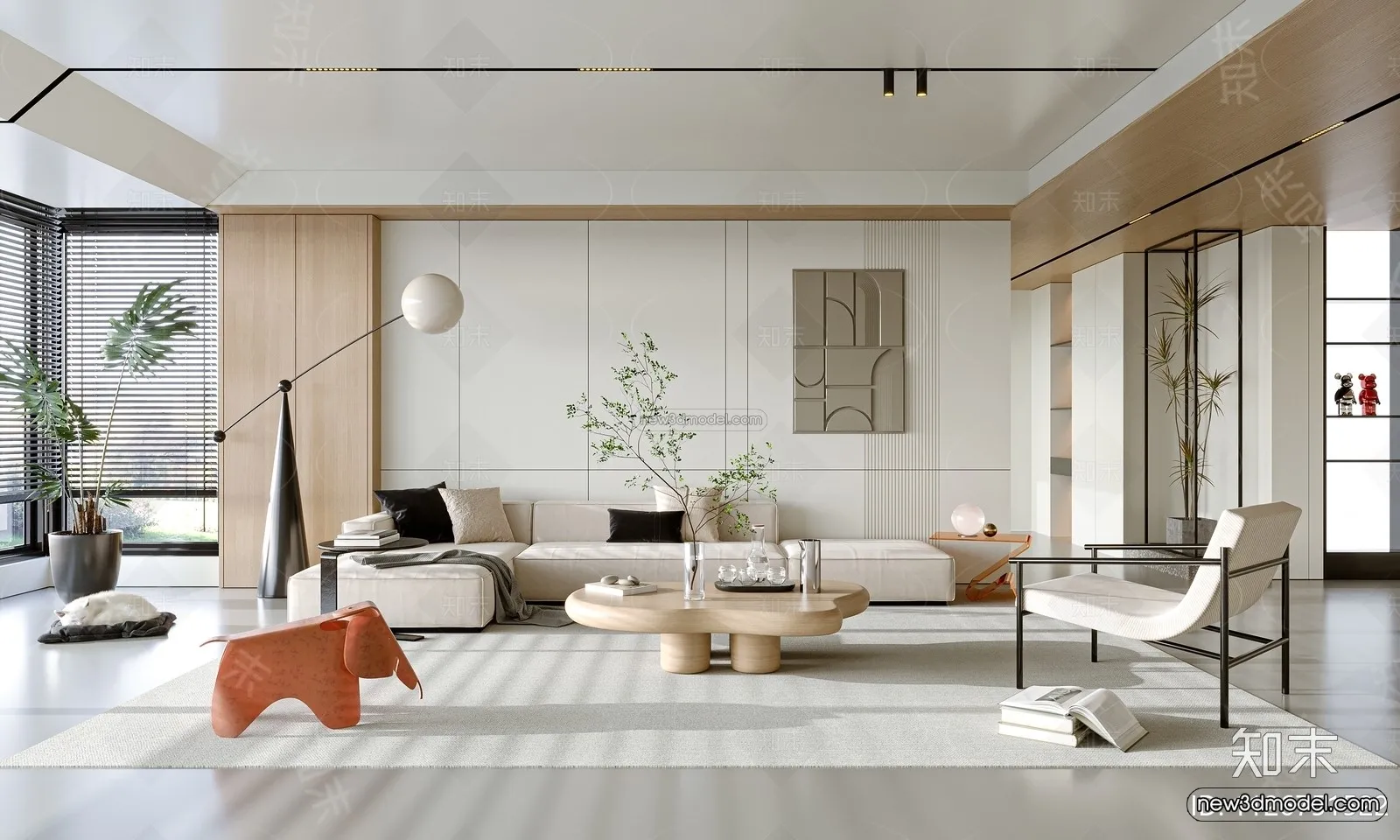 Modern Style Interior 3D Blocks and 3D Models – Living Room 3D Scene – 402 – CORONA