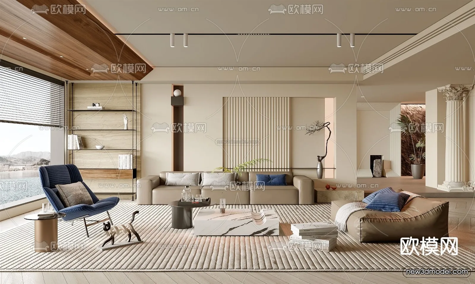 Modern Style Interior 3D Blocks and 3D Models – Living Room 3D Scene – 403 – CORONA