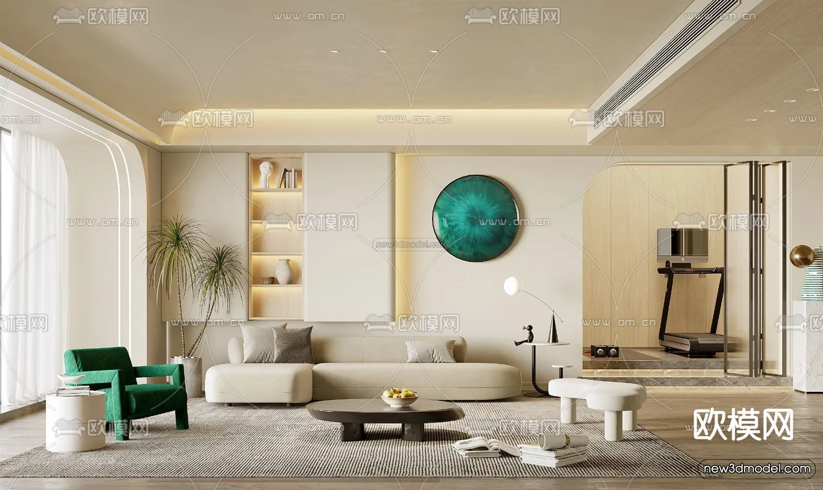 Modern Style Interior 3D Blocks and 3D Models – Living Room 3D Scene – 405 – CORONA