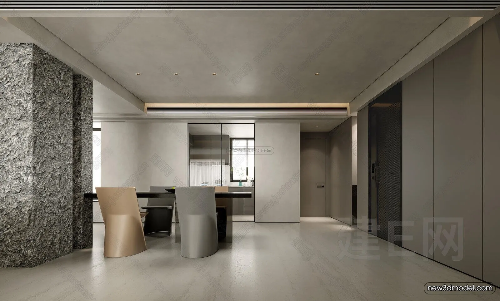 Modern Style Interior 3D Blocks and 3D Models – Living Room 3D Scene – 410 – CORONA