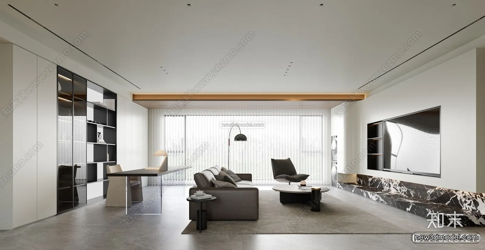 Modern Style Interior 3D Blocks and 3D Models – Living Room 3D Scene – 411 – CORONA