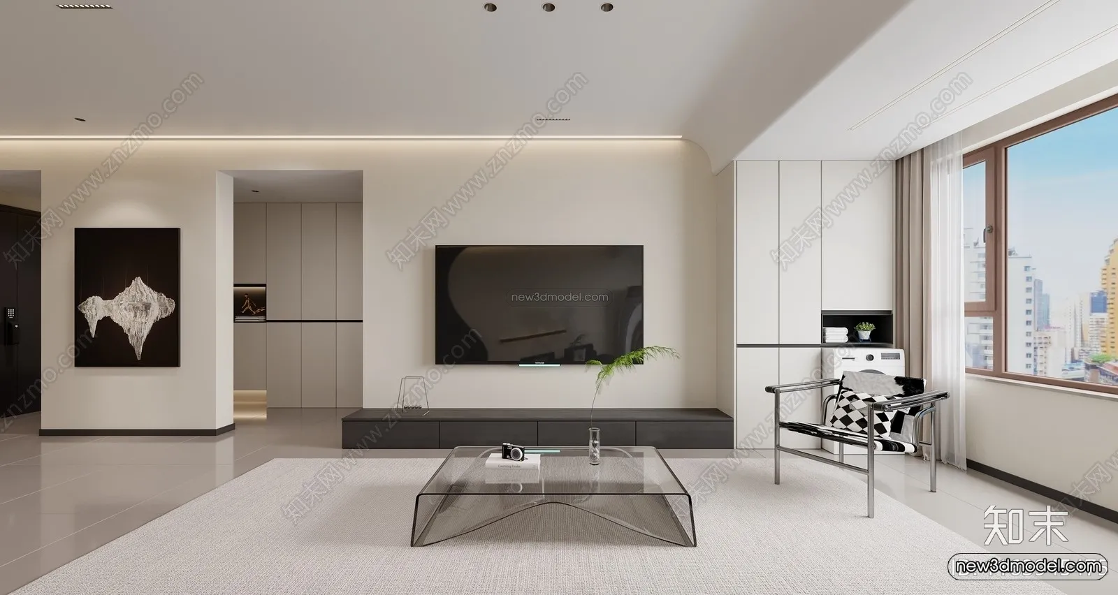 Modern Style Interior 3D Blocks and 3D Models – Living Room 3D Scene – 414 – CORONA