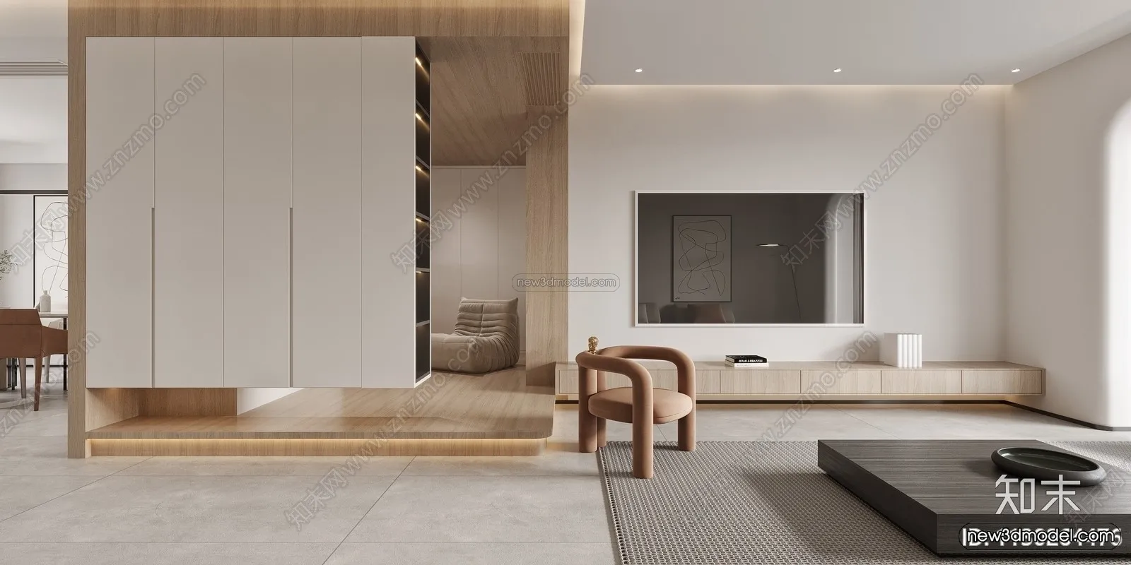 Modern Style Interior 3D Blocks and 3D Models – Living Room 3D Scene – 417 – CORONA