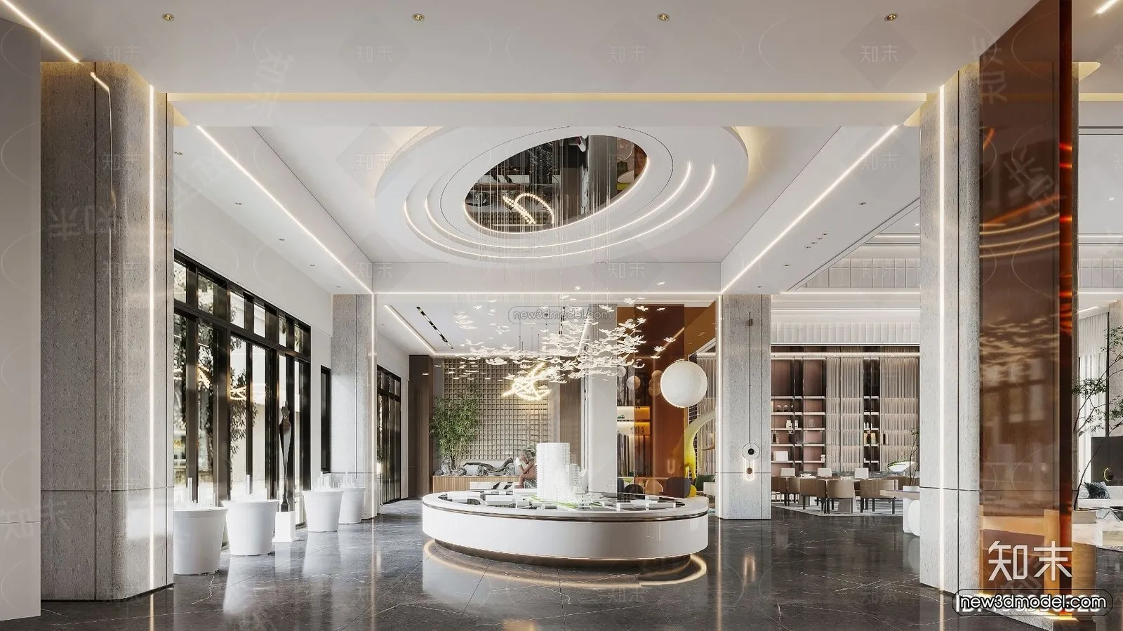 Modern Style Interior 3D Blocks and 3D Models – Lobby 3D Scene – 903 – CORONA