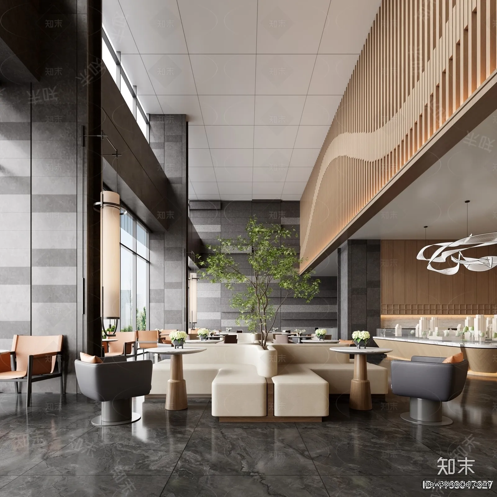 Modern Style Interior 3D Blocks and 3D Models – Lobby 3D Scene – 905 – CORONA