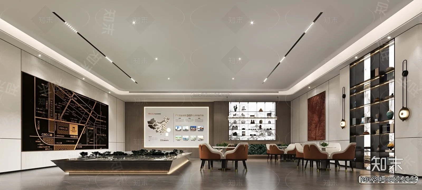 Modern Style Interior 3D Blocks and 3D Models – Lobby 3D Scene – 906 – CORONA